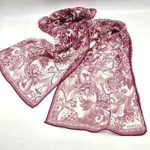 Vintage Pendleton Sheer Silk Scarf Logo Dusty Rose Designer 10x48 inches Floral